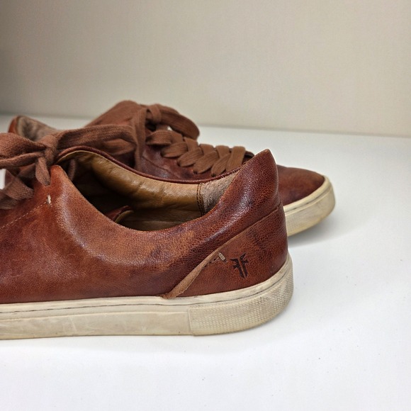 Frye Ivy Low Lace Cognac Brown Leather Sneakers Women's Size 7.5 - Picture 3 of 5